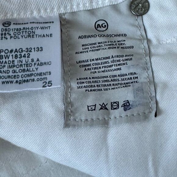AG Adriano Goldschmied The Isabel White High Rise Straight Cropped Jeans Sz 25 - Picture 7 of 8